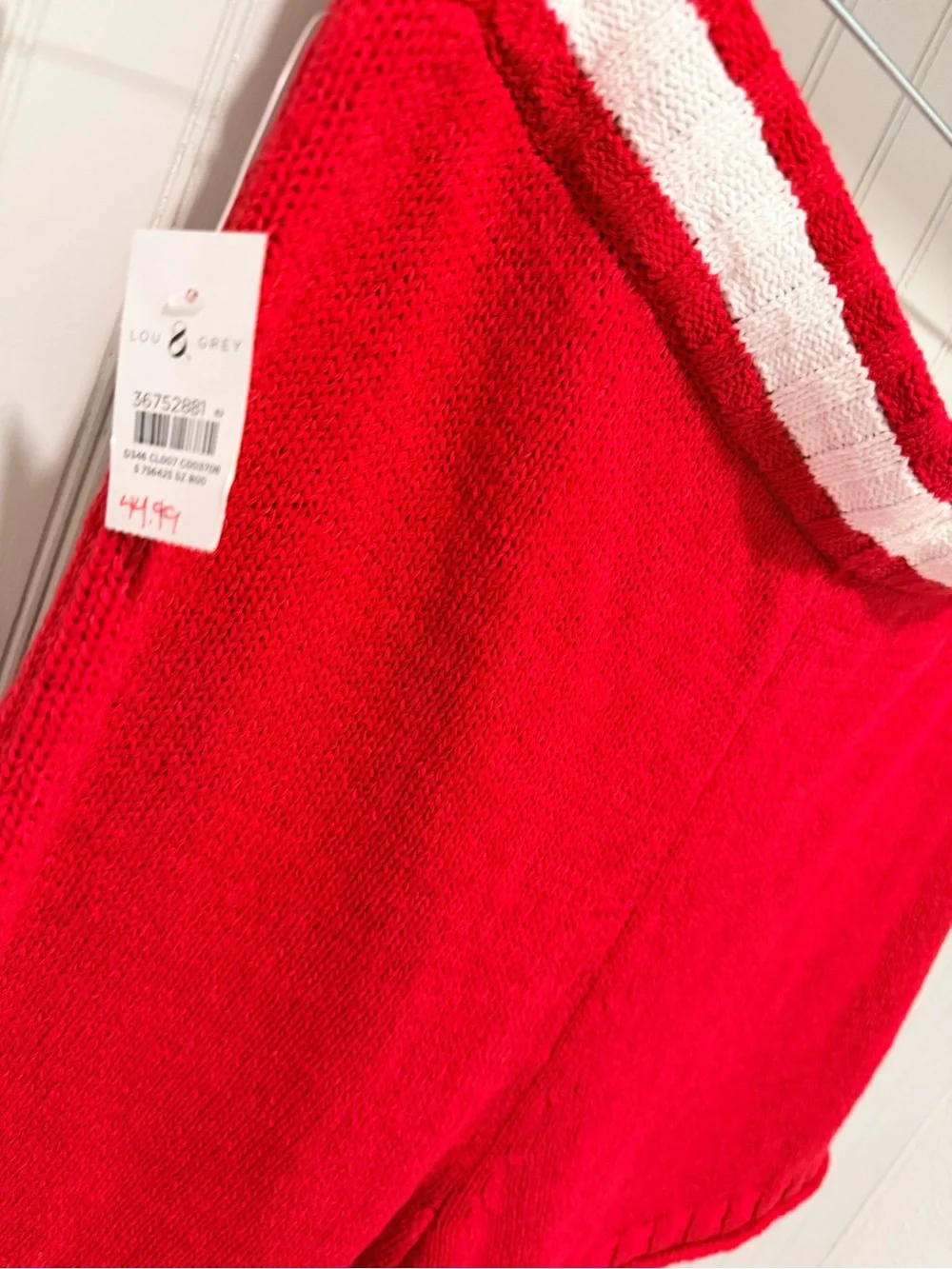 Lou & Grey Red Knit Drawstring Shorts with White Side Stripe